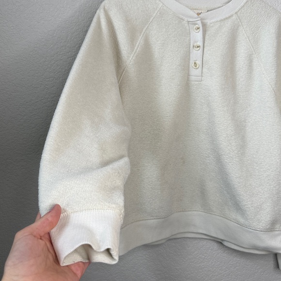 Universal Thread Crewneck Henley Sweater Fuzzy Cream size Medium - Picture 4 of 11